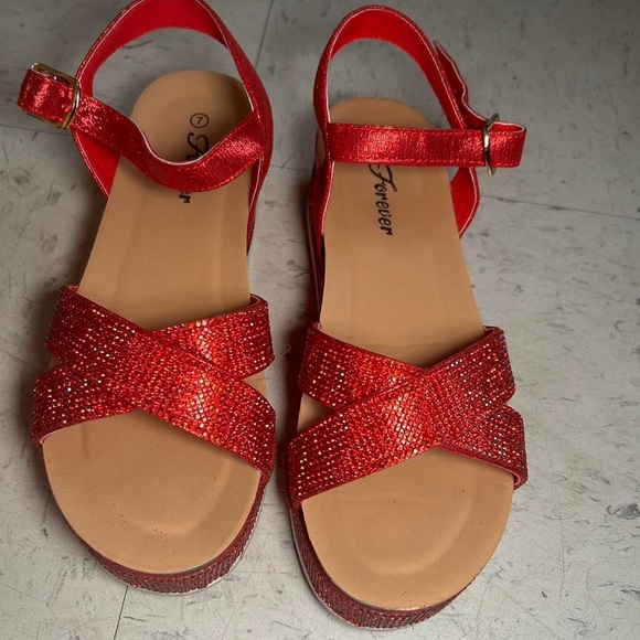 Red Rhinestone Sandals - Picture 2 of 2